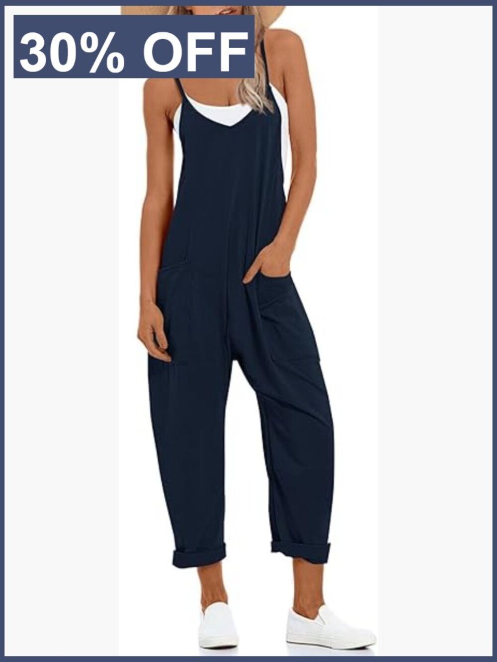 Casual Jumpsuit with Adjustable Straps, Wide Leg, Sleeveless, Beach Summer